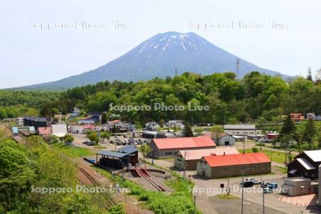 ニセコ駅とニセコ鉄道遺産群と羊蹄山
