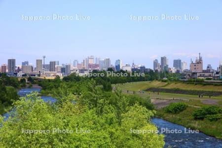 豊平川と札幌市街