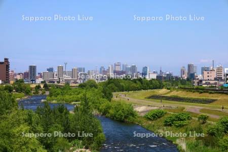 豊平川と札幌市街