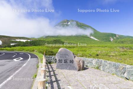 知床峠より羅臼岳を望む　国道334号線